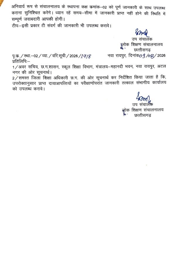 DPI ने संयुक्त संचालकों को सीनियरिटी लिस्ट को लेकर निर्देश किया जारी