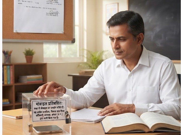 शिक्षकों के मोबाइल स्कूल में प्रतिबंधित कर दिया गया है।